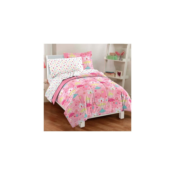 Dream Factory Pretty Princess Ultra Soft Microfiber Girls Comforter Set, Pink, Twin