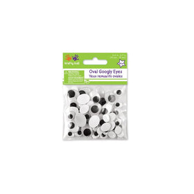 Krafty Kids Paste-On Googly Eyes, 10 to 19mm, Black, 80 Per Package