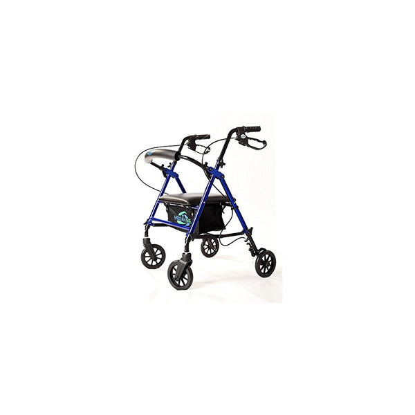 Healthline Trading Super Light Rollator Lightweight Aluminum Loop Brake Folding Walker Adult W/height Adjustable Seat By Legs and Arms w/6" Wheels