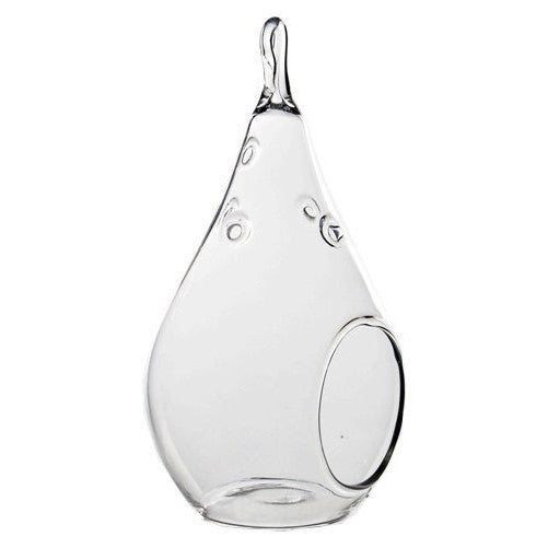 WGVI Clear Hanging Candle Holder, Pear Shape, Glass Plant Terrarium- 5" (6 pcs)