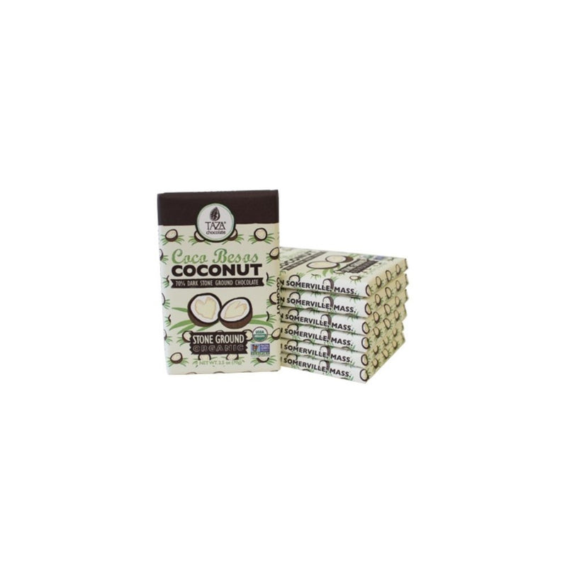 TAZA chocolate Amaze Bar | Coco Besos Coconut | 70% Stone Ground | Certified Organic | Non-GMO | 2.5 Ounce (1 Count)