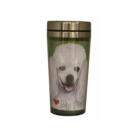 E&S Pets Stainless Steel Poodle White Tumbler, 16 oz