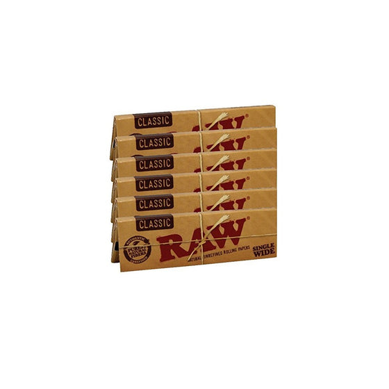 Raw Classic Rolling Papers 70mm Single Wide Size 6 Packs