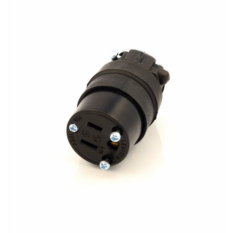 Leviton 515CR 6 Pack 15Amp 125V Straight Blade Rubber Connector, Black
