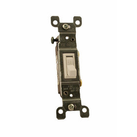 Leviton 1451-2W 15 Amp, 120 Volt, Toggle Framed Single-Pole AC Quiet Switch, Residential Grade, Grounding, White