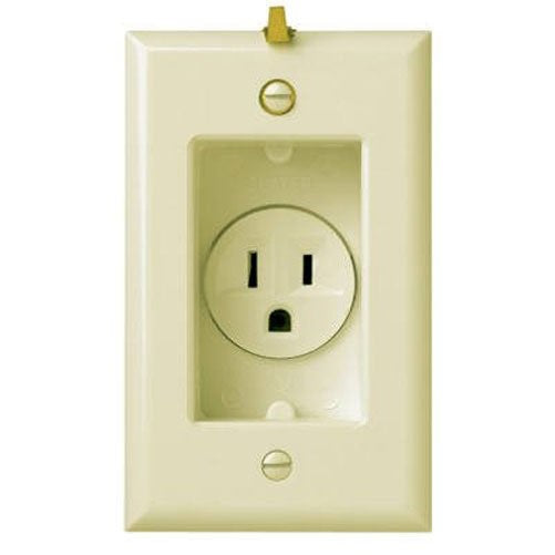 Legrand - Pass & Seymour S3713ICC3 Receptacle Recessed 15-Amp 125-volt with Plate, Ivory