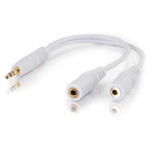 C2G/Cables to Go Value Series One 3.5mm Stereo Male to Two 3.5mm Female Stereo Y-Cable, Ipod (White, 6 Inch)