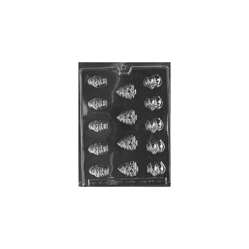 Cybrtrayd Life of the Party C125 Bite Size Tree, Santa, Snow Chocolate Candy Mold in Sealed Protective Poly Bag Imprinted with Copyrighted Cybrtrayd Molding Instructions