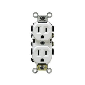 Leviton 5014-WSP 15 Amp, 125 Volt, Receptacle Duplex, 2 Pole, 3 Wire, Commercial Grade, White