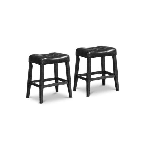 2 24" Saddle Back Black Kitchen Counter Wooden Bar Stools