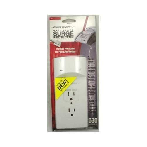 Power Sentry Wallplate Surge Protector - 530 Joules - Phone / Fax / Modem