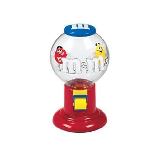 M&M Candy Dispenser -- Pull Lever and Dispense M & M Candy -- as shown with Red M&M and Yellow M&M