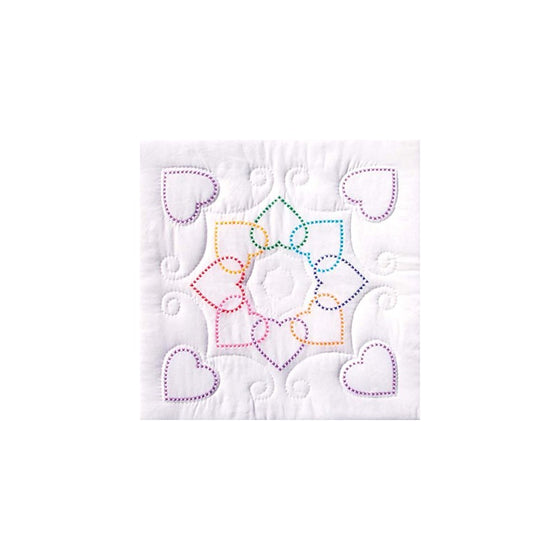 Stamped White Quilt Blocks 18"X18" 6/Pkg-XX Hearts Circle
