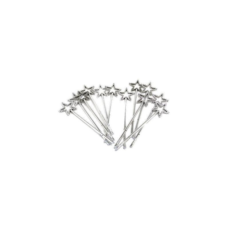 Rhode Island Novelty Sequin Star Wand - Silver (Pack of 12) by RINCO