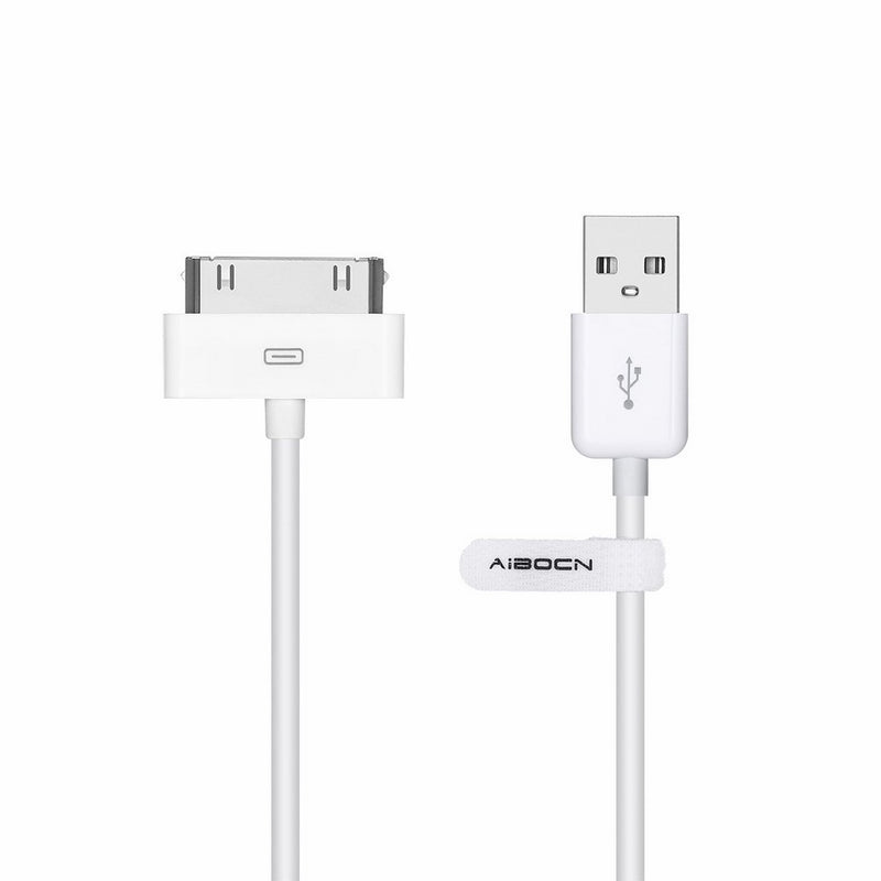 Aibocn Apple MFi Certified 30 Pin Sync and Charge Dock Cable for iPhone 4 4S / iPad 1 2 3 / iPod Nano / iPod Touch - White