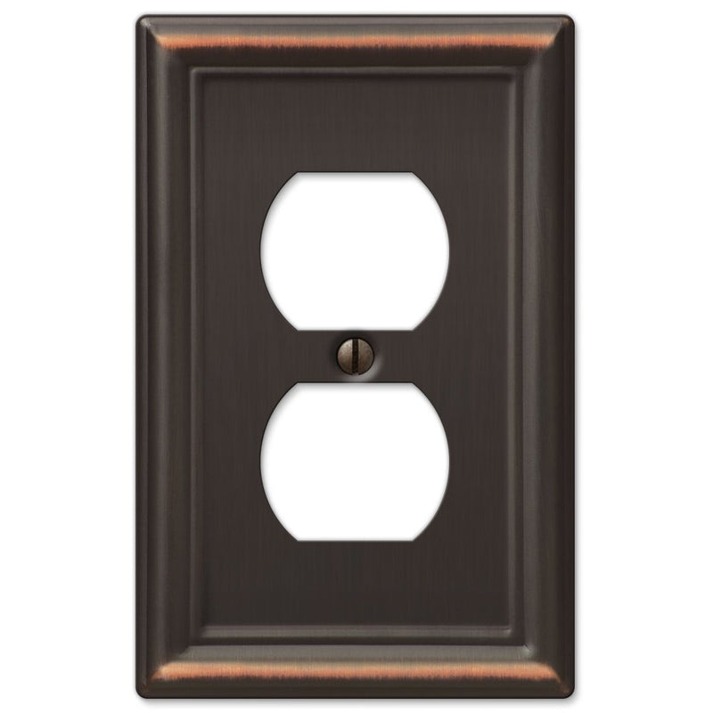 AmerTac 149DDB Chelsea Steel Single Duplex Wallplate, Aged Bronze
