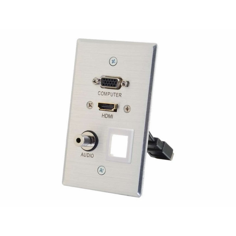 C2G/Cables to Go 39705 HDMI, VGA, 3.5MM Audio Pass Through Single Gang Wall Plate with One Keystone, Aluminum