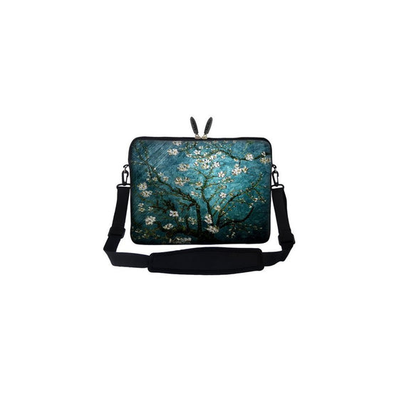 Meffort Inc 17 17.3 inch Neoprene Laptop Sleeve Bag Carrying Case with Hidden Handle and Adjustable Shoulder Strap - Vincent van Gogh Almond Blossoming