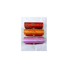 Rstar Random Assorted Colors--Lipstick Case 3pcs Set Lipstick Case w/Mirror,Satin Silky Fabric With Floral Prints Assorted 3.5"L x 1.25"W Holds 1pc Standard Lipstick Super Value(We will Random Colors)