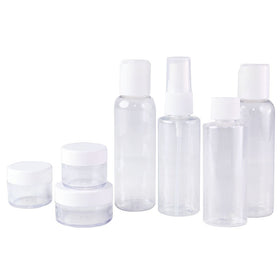 Set of 7 - Clear Plastic Travel Size Empty Bottles, TSA / Airline Approved