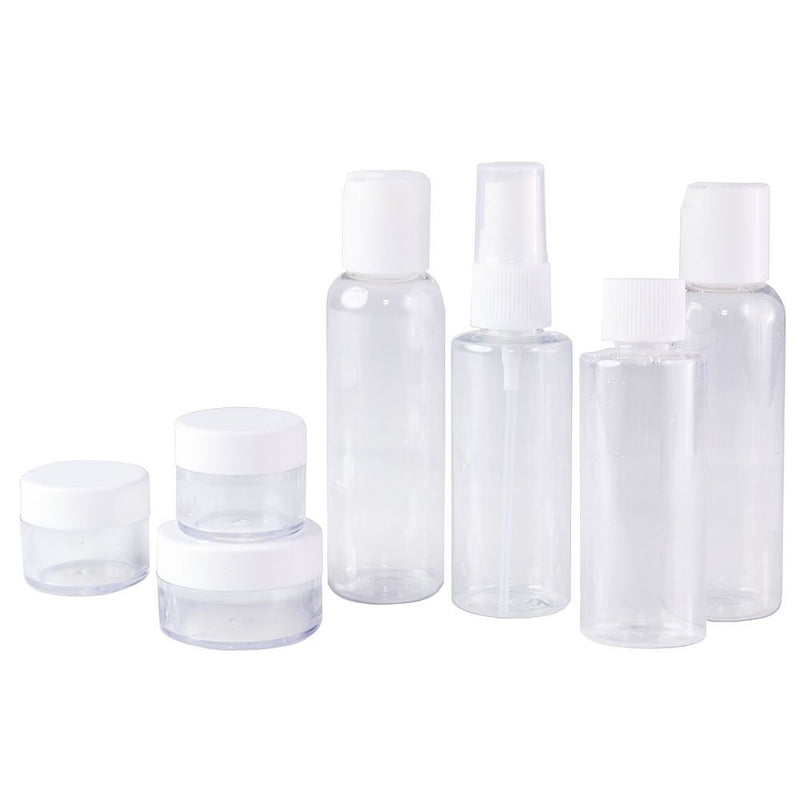 Set of 7 - Clear Plastic Travel Size Empty Bottles, TSA / Airline Approved