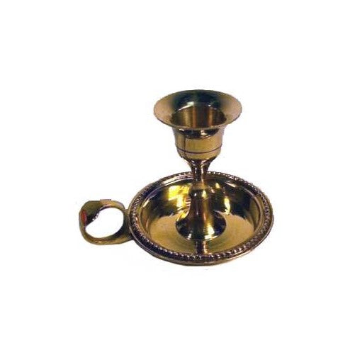 AzureGreen Brass Chamberstick Tapered Candle Holder