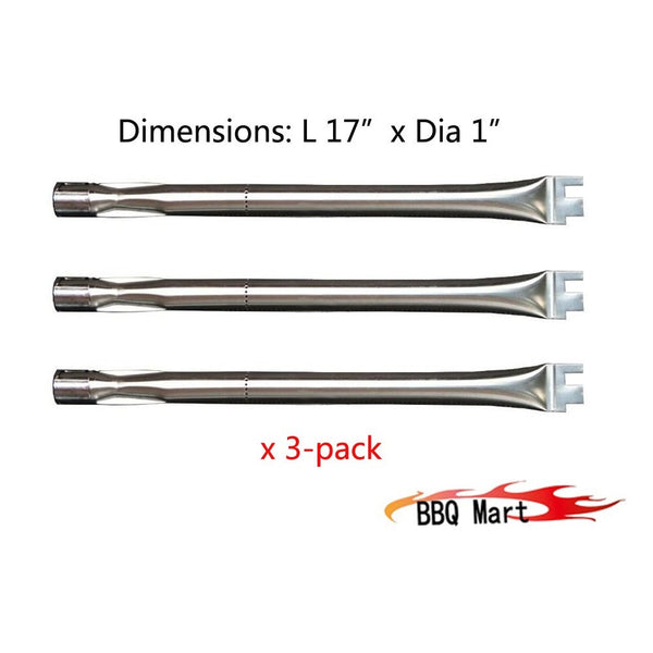 13041(3-pack) Replacement Straight Stainless Steel Burner for BBQ Grillware, Home Depot, Ducane, Original Part, Lowes Model Grills