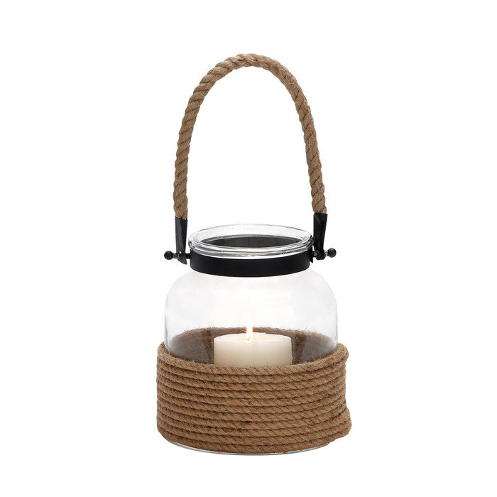 Metal Lantern With Rope Handle