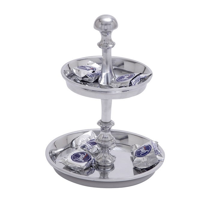 Two Tier Abrasion Resistant Pedestal Aluminum Candy Tray
