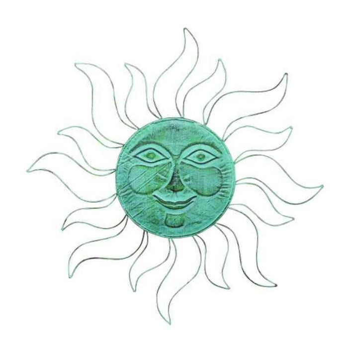 Metal Sunface Wall Decor in Light Blue Finish with Unique Design