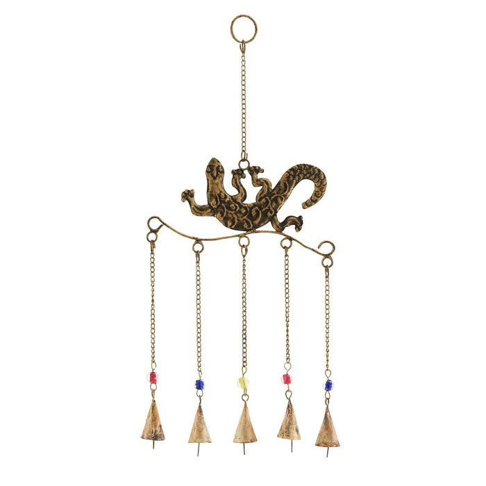 Intricate Design Gecko Wind Chime Rust Resistant Metal