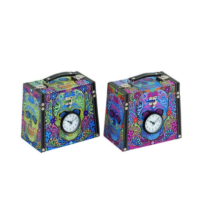 Unique Wood Canvas Clock Box 2 Assorted with Vibrant Colors