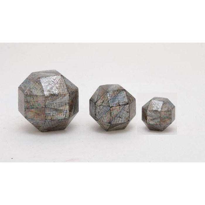 Enticing Set of Three Ceramic Mop Inlay Orb