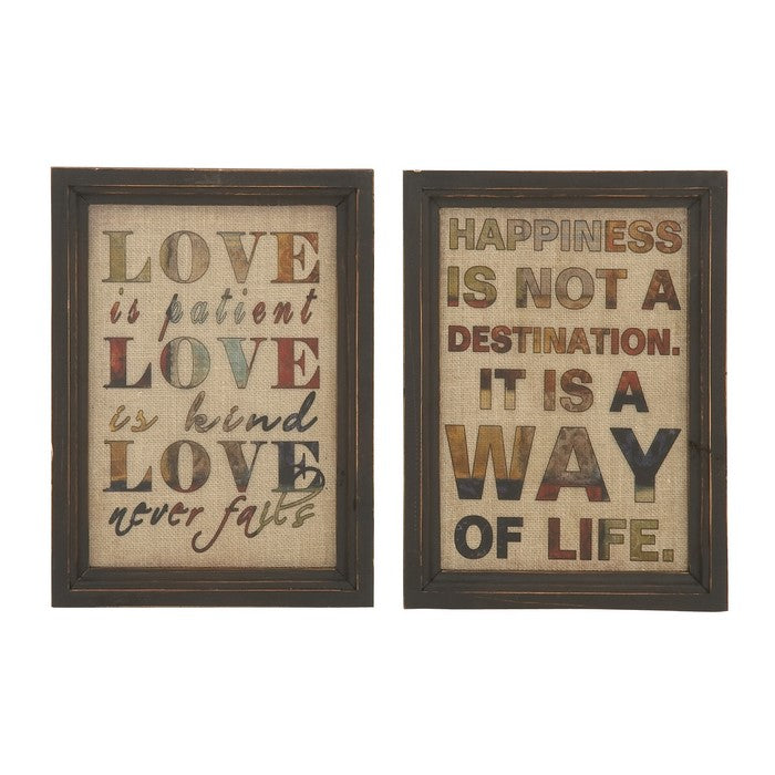 Quoted Wood Glass Wall Decor 2 Assorted