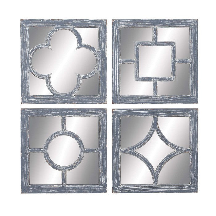 Wall Mirror Assorted Glass And Wood Construction (Set Of 4)