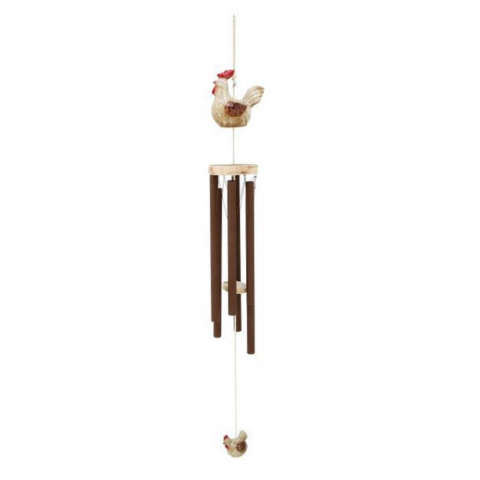 Intriguing Ceramic Metal Wood Rooster Windchime