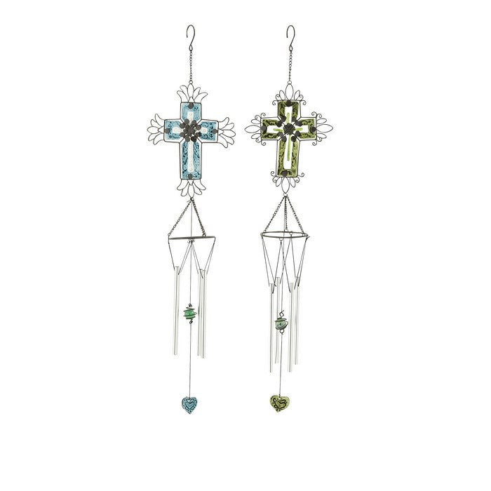 Heavenly Glass Metal Wind Chime 2 Assorted
