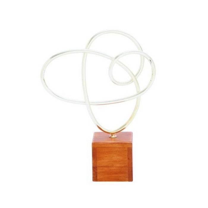 Metal Wood Silver Sculpture 11"W, 15"H