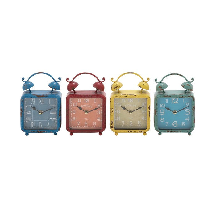 The Distressed But Colourful Metal Desk Clock 4 Assorted