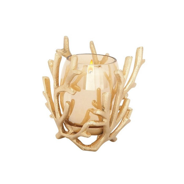 Designer Aluminum Glass Gold Candle Holder