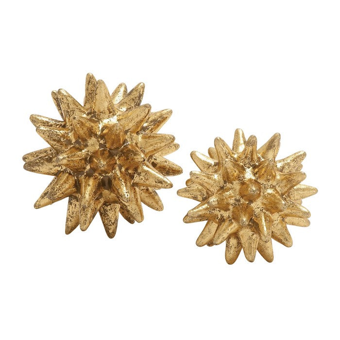 Golden Polystone Tabledecorative Set Of 2