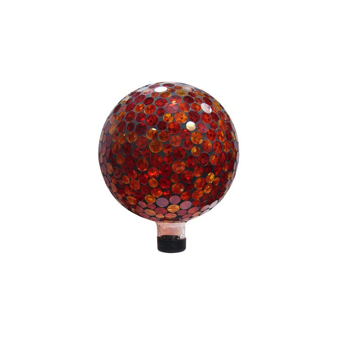 10 Inch Mosaic Gazing Ball - Red/Yellow