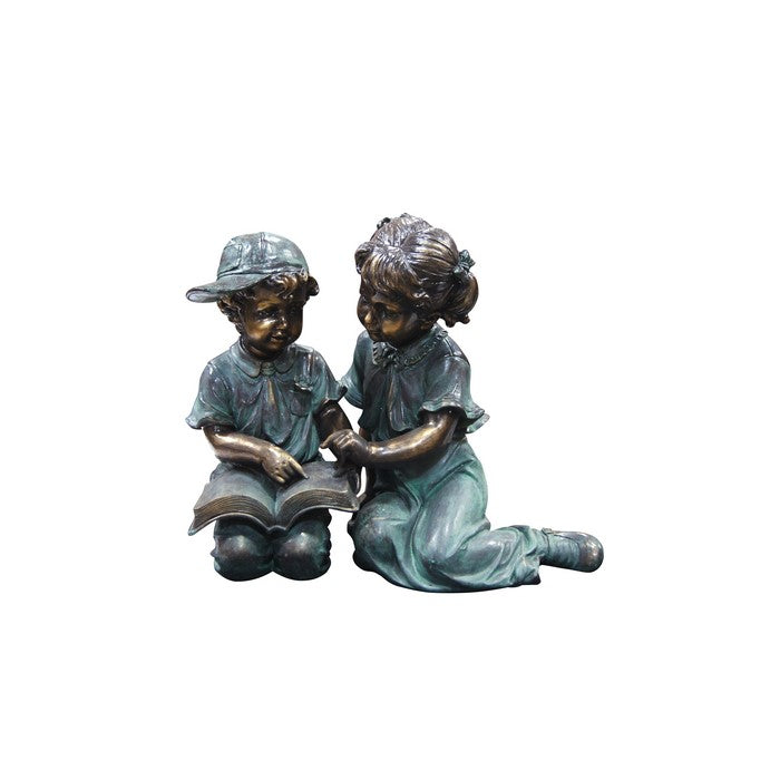 Boy And Girl Reading Together Statue