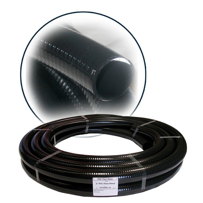 2" ID PVC Flex Hose x 25 FT - Black