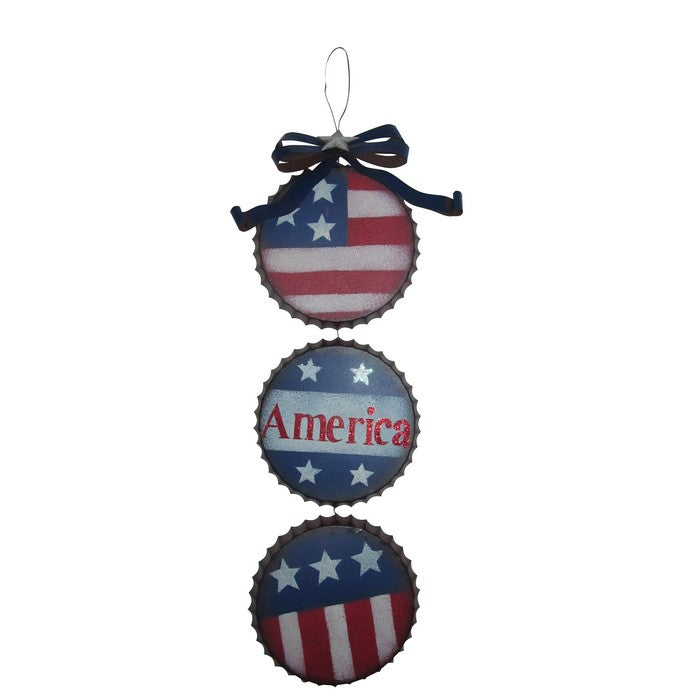 3 Bottle Cap Americana Metal WallDecor