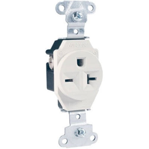 Legrand-Pass & Seymour (5851WCC8) Heavy-Duty Spec Grade Single Receptacle, Side Wire 20amp 250volt - White