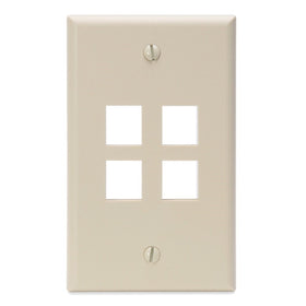 Leviton 41080-4IP QuickPort Wallplate, Single Gang, 4-Port, Ivory