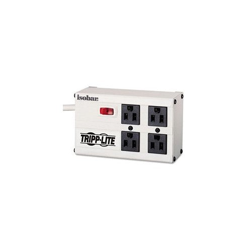 Tripp Lite ISOBAR4 ISOBAR4 Isobar Surge Suppressor, 4 Outlets, 6 ft Cord, 330 Joules, Light Gray