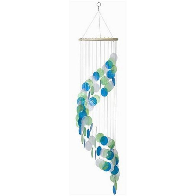 Turquoise Green White Spiral Capiz Chime Windchime