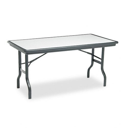 Iceberg ICE65117 IndestrucTable Folding Table with Black Legs and Top, Steel Reinforced Blow-Molded Plastic, 1500 lbs Load Capacity, 60" Length x 30" Width x 29" Height, Granite